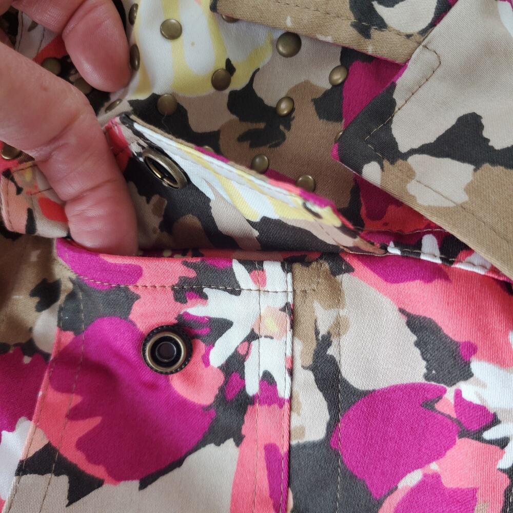 Laura Ashley Pink Floral Studded Jacket Size M Petite - Picture 7 of 9